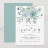 Elegant Zee Mist Blauwgroen Florals Engagement Par Kaart (Voorkant / Achterkant)