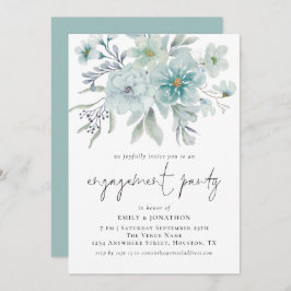 Elegant Zee Mist Blauwgroen Florals Engagement Par Kaart