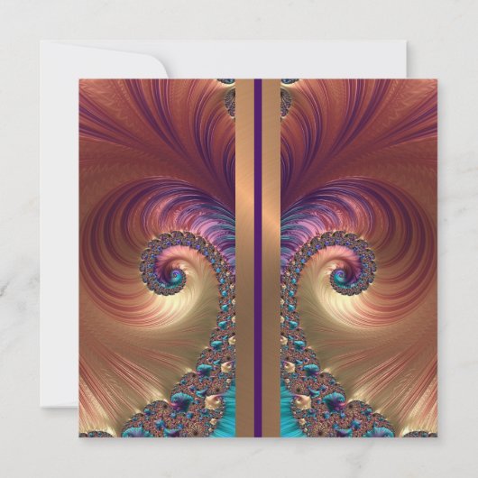Elegant Zee Shell Fractal Wedding Invitation Kaart (Achterkant)