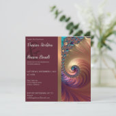 Elegant Zee Shell Fractal Wedding Invitation Kaart (Staand voorkant)