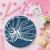 Elegant Zee Shell Pattern - Blauwgroen Blue Ocean  Papieren Bordje (Feest)