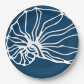 Elegant Zee Shell Pattern - Blauwgroen Blue Ocean  Papieren Bordje (Voorkant)