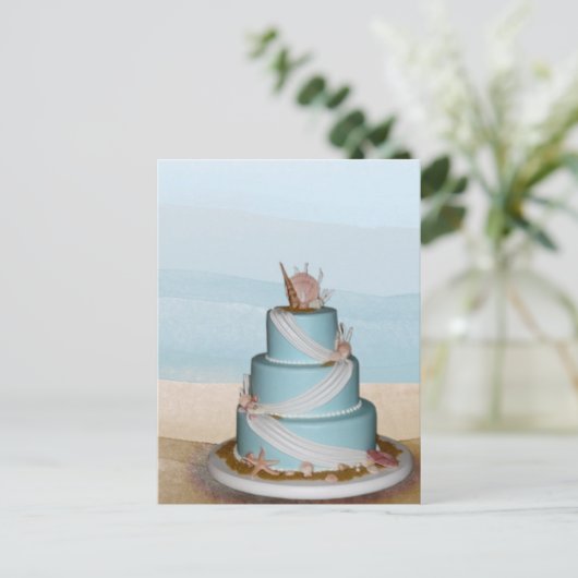 Elegant Zee Shell Wedding cake Briefkaart (Staand voorkant)