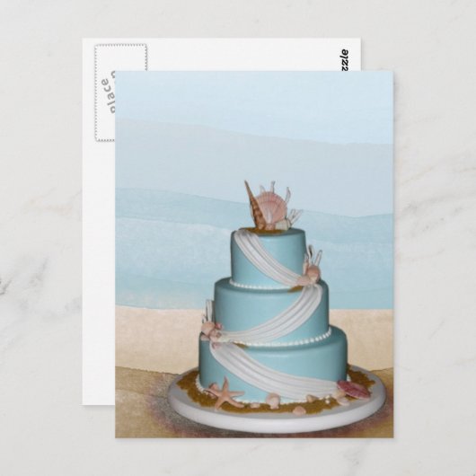Elegant Zee Shell Wedding cake Briefkaart (Voorkant / Achterkant)