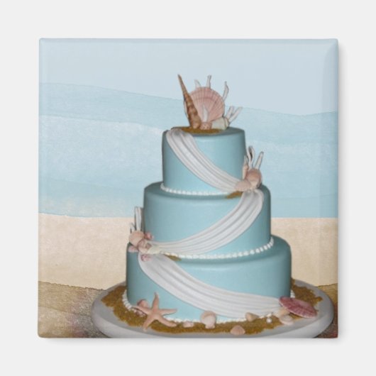 Elegant Zee Shell Wedding cake Magneet (Voorkant)