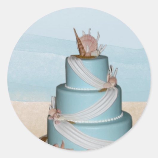 Elegant Zee Shell Wedding cake Ronde Sticker (Voorkant)