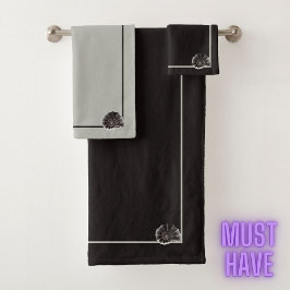 Elegant zee slakkenslak, neutraal monochroom bad handdoek