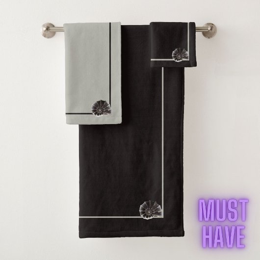 Elegant zee slakkenslak, neutraal monochroom bad handdoek