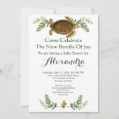 Elegant Zee Turtle Foliage Baby shower-uitnodiging (Voorkant)