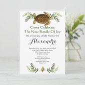 Elegant Zee Turtle Foliage Baby shower-uitnodiging (Staand voorkant)
