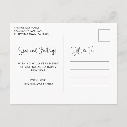 Elegant Zeeen en Greetings Beach Feestdagenkaart (Achterkant)