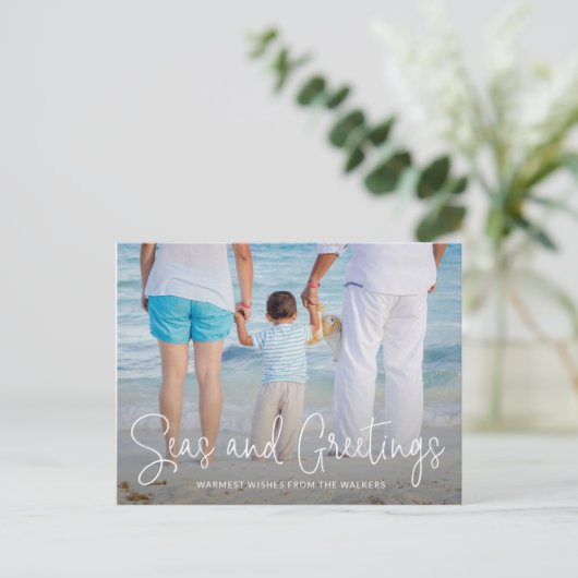 Elegant Zeeen en Greetings Beach Feestdagenkaart (Staand voorkant)