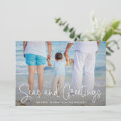Elegant Zeeen en Greetings Beach Feestdagenkaart (Staand voorkant)