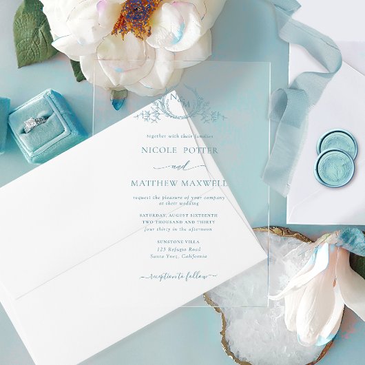 Elegant Zeeen Royal Crown Krans Monogram Acryl Uitnodigingen