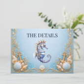 Elegant zeepaard strand bruiloft thema enclosure kaart (Staand voorkant)