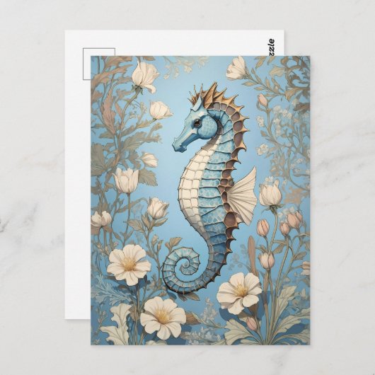 Elegant zeepaardje William Morris Geïnspireerd Briefkaart (Voorkant / Achterkant)