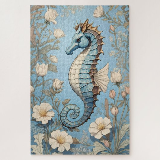 Elegant zeepaardje William Morris Geïnspireerd Legpuzzel (Verticaal)