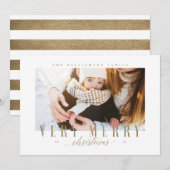 Elegant Zeer prettig Kerstfeest Typografie Foto Feestdagenkaart (Voorkant / Achterkant)