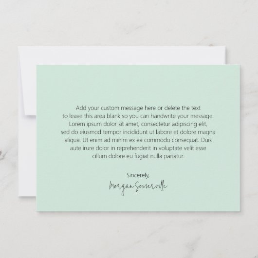 Elegant Zeevrucht Groen Abstract Bloemmodern Bedankkaart (Achterkant)