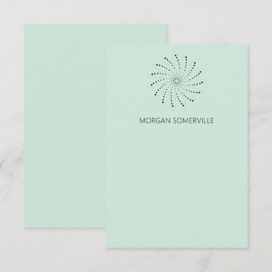 Elegant Zeevrucht Groen Abstract Bloemmodern Notitiekaartje (Voorkant / Achterkant)