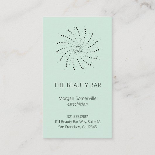 Elegant Zeevrucht Groen Abstract Bloemmodern Visitekaartje (Voorkant)