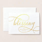 Elegant zegenend script handschrift Familievakanti Folie Kaarten (Voorkant met envelop)