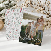 Elegant Zegeningen Script Foto Groen Kerstmis Feestdagenkaart