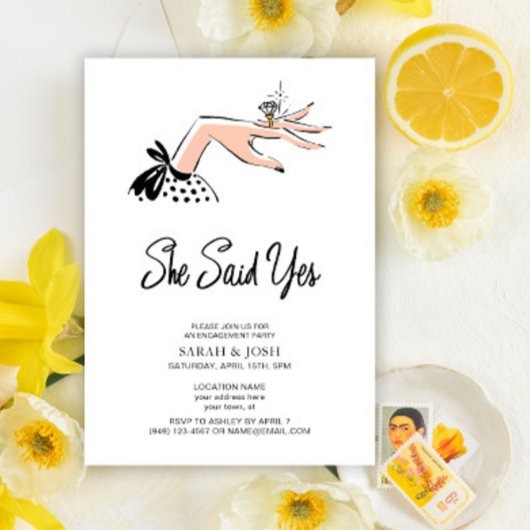 Elegant zei ze ja kalligrafie script Verloving Kaart