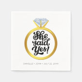 Elegant zei ze ja verlovingsfeest servet (Voorkant)