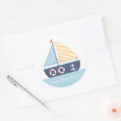 Elegant zeilboot Nautisch Baby shower Ronde Sticker (Envelop)