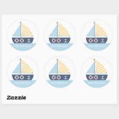 Elegant zeilboot Nautisch Baby shower Ronde Sticker (Vel)