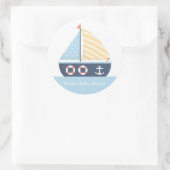 Elegant zeilboot Nautisch Baby shower Ronde Sticker (Tas)
