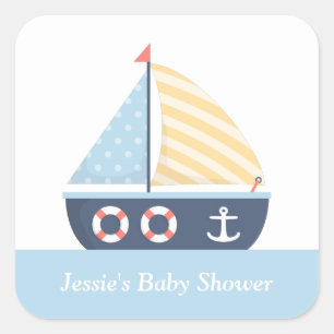 Elegant zeilboot Nautisch Baby shower Vierkante Sticker