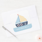 Elegant zeilboot Nautisch Baby shower Vierkante Sticker (Envelop)