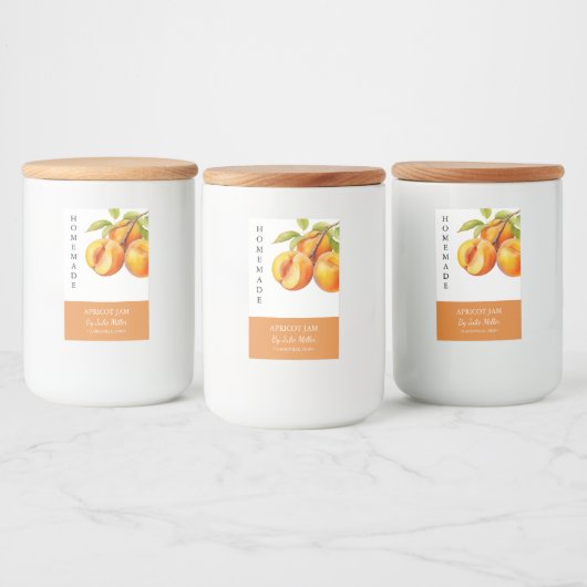 Elegant Zelfgemaakt Abrikozenjam Label Voedselcontainer Etiket (Flessen)