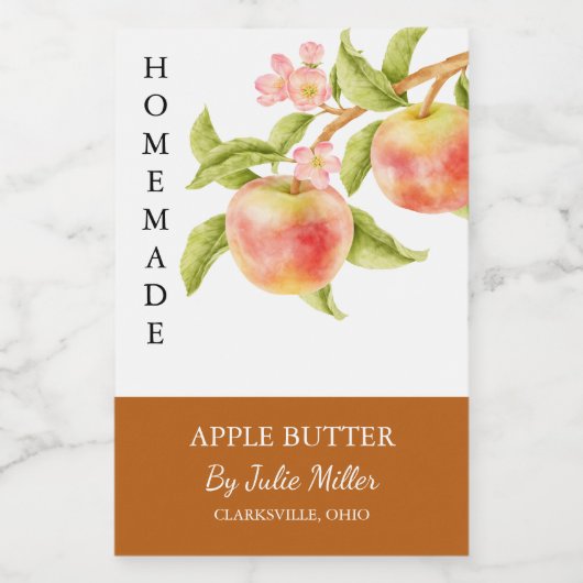 Elegant Zelfgemaakt Apple Butter Label Voedselcontainer Etiket (Enkel label)