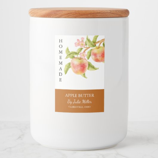 Elegant Zelfgemaakt Apple Butter Label Voedselcontainer Etiket (Voorkant)