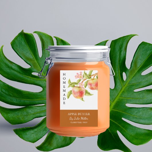 Elegant Zelfgemaakt Apple Butter Label Voedselcontainer Etiket