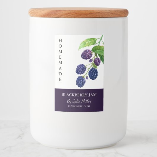 Elegant Zelfgemaakt BlackBerry Jam Label Voedselcontainer Etiket (Voorkant)