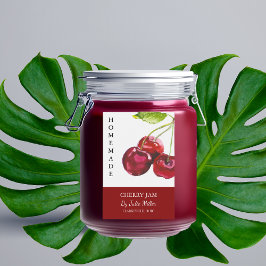 Elegant Zelfgemaakt Cherry Jam Label Voedselcontainer Etiket