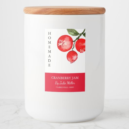 Elegant zelfgemaakt cranberryjam etiket (Voorkant)