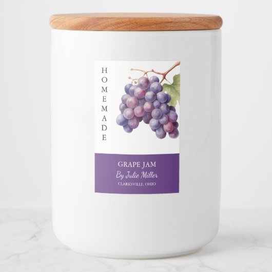 Elegant Zelfgemaakt druivenjam Label Voedselcontainer Etiket (Voorkant)
