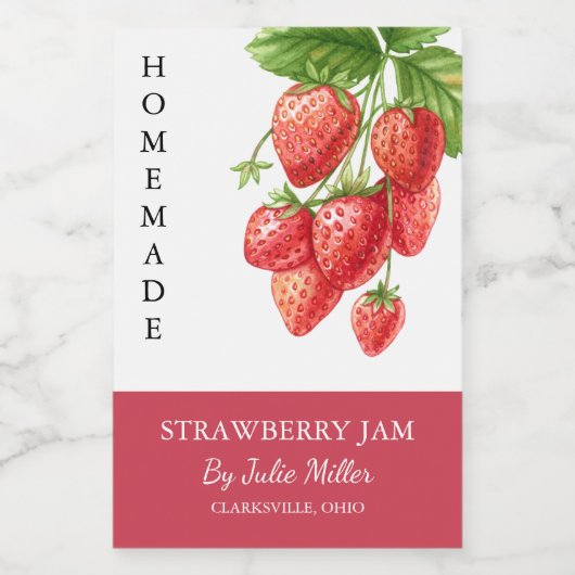 Elegant Zelfgemaakt Strawberry Jam Label Voedselcontainer Etiket (Enkel label)