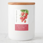 Elegant Zelfgemaakt Strawberry Jam Label Voedselcontainer Etiket (Voorkant)