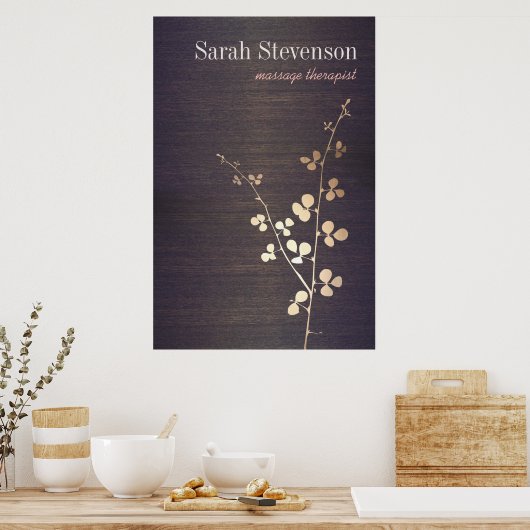 Elegant Zen Gold Branch Wood Natuur Poster (Keuken)