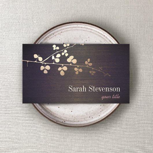 Elegant Zen Gold Branch Wood Natuur Visitekaartje