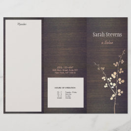 Elegant Zen Gold Branch Wood Spa Trifold Brochure