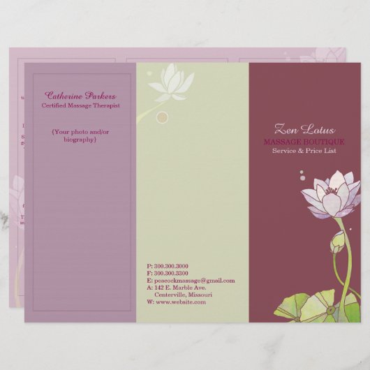 Elegant Zen Lotus Tri Fold Business Brochures (Voorkant / Achterkant)