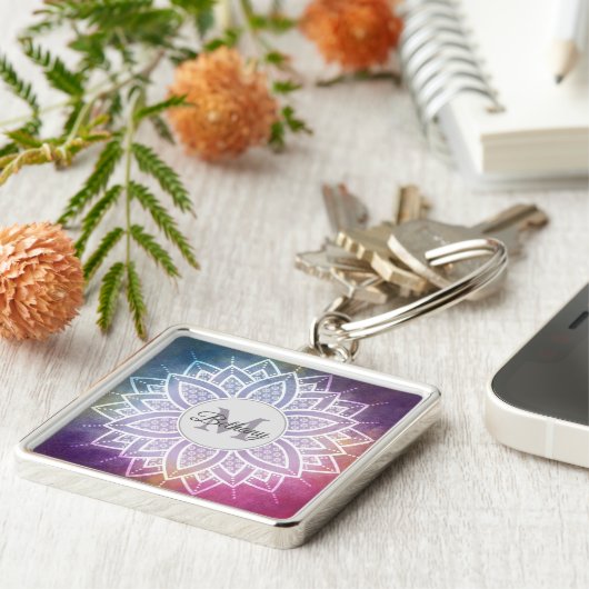 Elegant Zen Mandala Design Personalized Sleutelhanger (Zijkant)