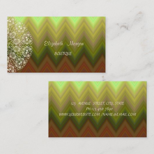 Elegant , Zigzag, Chevron, Lace Visitekaartje (Voorkant / Achterkant)